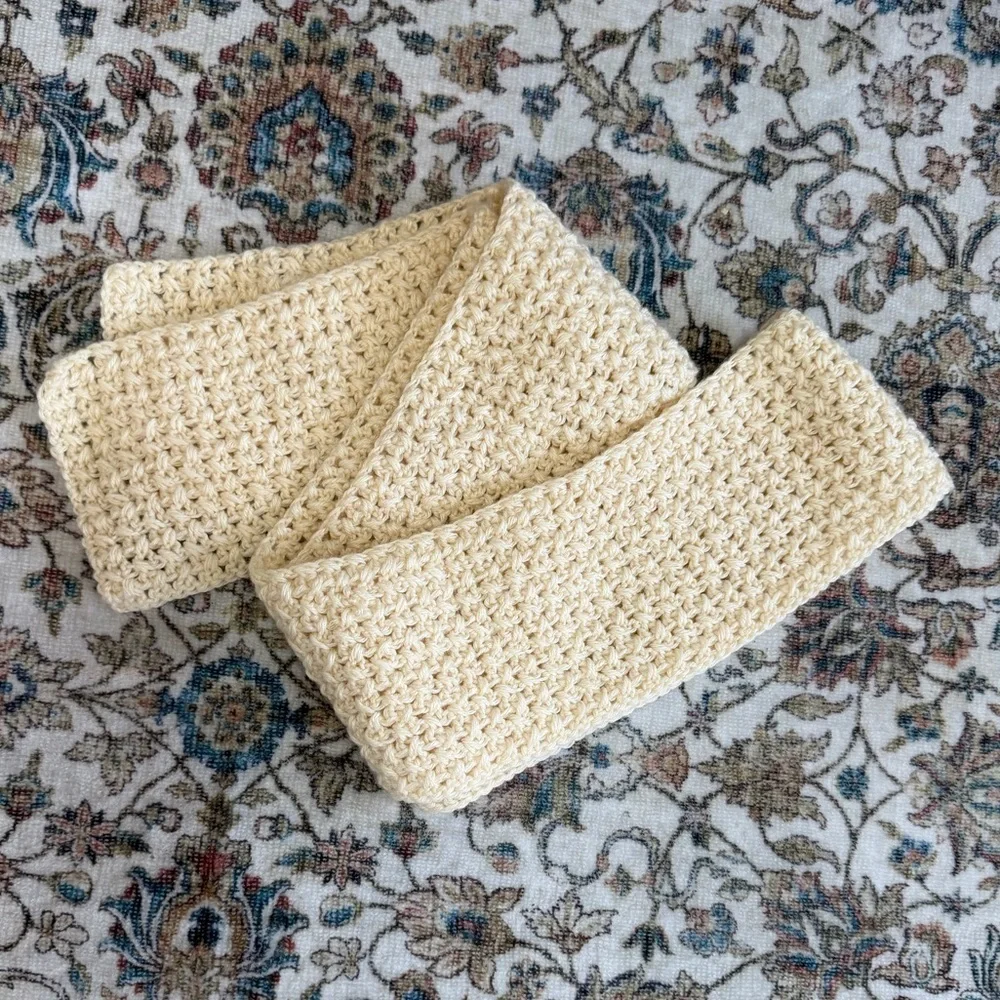 Vintage Handmade Cream Crochet Long Knit Scarf 71-73” Long Gift Wrapped
